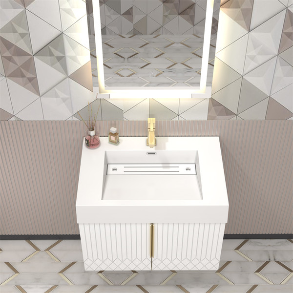 Milana 30" Floating Bathroom Vanity with Reinforced Acrylic Sink in Gloss White