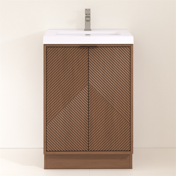 MT 24" Fluted Freestanding Bathroom Vanity with Reinforced Acrylic Sink