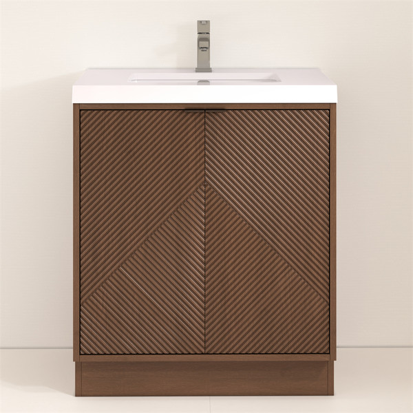 MT 30" Fluted Freestanding Bathroom Vanity with Reinforced Acrylic Sink