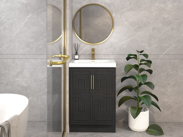 Bella 24" Geometric Freestanding Bathroom Vanity with Reinforced Acrylic Sink