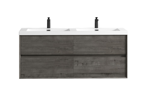 SLIM 60" Double Sink Wall Mounted Modern Bathroom Vanity