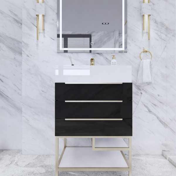 BT001 30" Modern Freestanding Bathroom Vanity with Reinforced Acrylic Sink Top