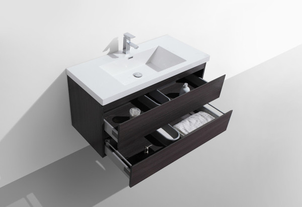 MORENO MOB 42" DARK GREY OAK WALL MOUNTED MODERN BATHROOM VANITY WITH REEINFORCED ACRYLIC SINK