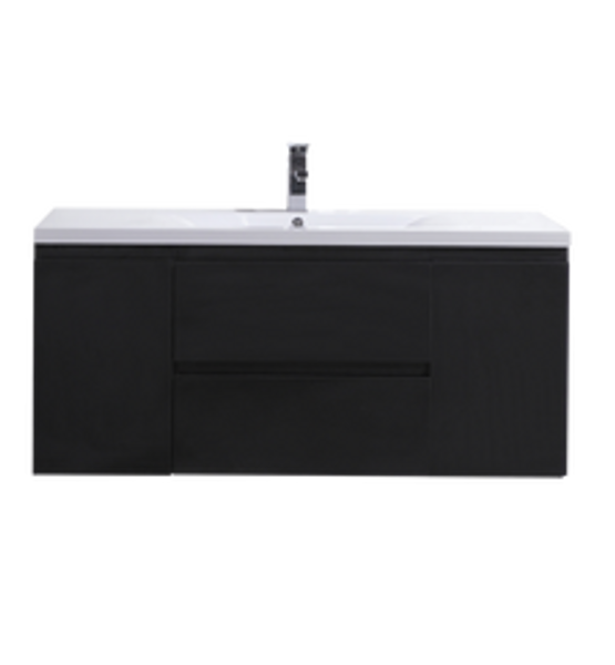 Moreno MOB 48" Black Wall Mounted Modern Bathroom Vanity With Reinforced Acrylic Sink