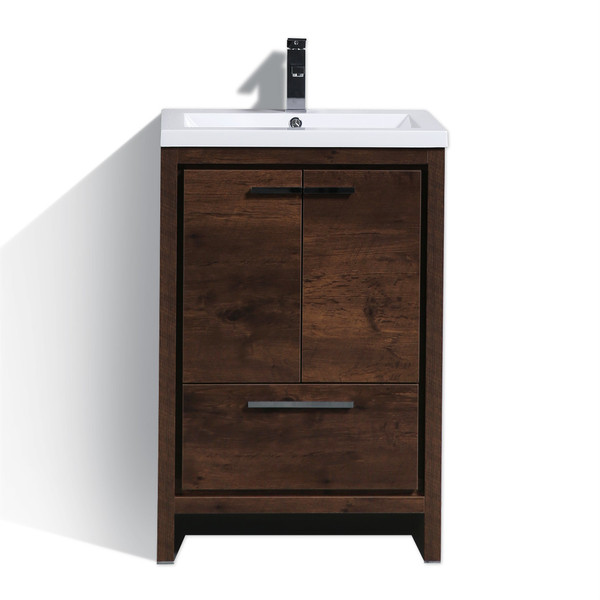 DOLCE 24'' ROSE WOOD MODERN BATHROOM VANITY AND ACRYLIC SINK