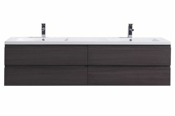 MORENO MOB 72" BLACK GRAY OAK WALL MOUNTED MODERN BATHROOM VANITY WITH REEINFORCED ACRYLIC SINK