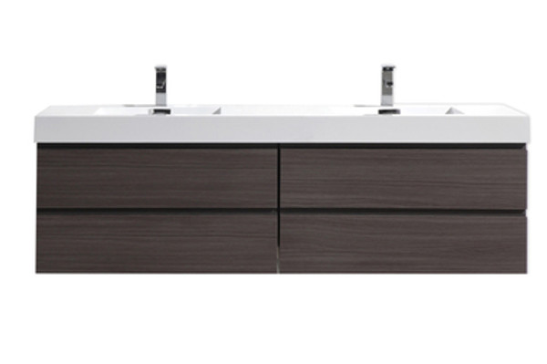 Moreno MOB 84" Double Sink Dark Grey Oak Wall Mounted Modern Bathroom Vanity With Reeinforced Acrylic Sink