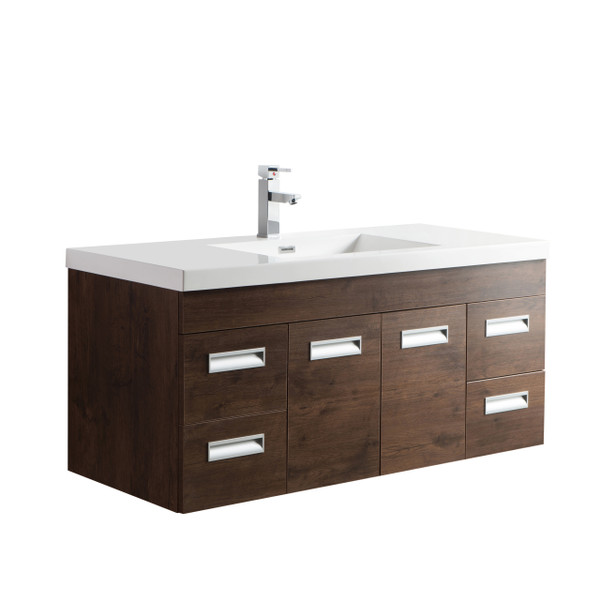 Alma 48" Rosewood Wall Hung Modern Bathroom Vanity
