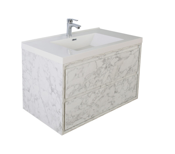 Molly 30" Marble Grey Wall Mounted Modern Vanity