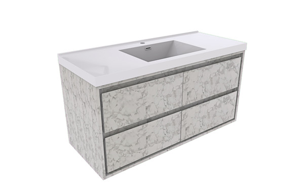Molly 48" Single Sink Marble Grey Wall Mounted Modern Vanity