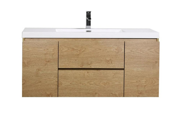 MORENO MOB 48" NEW ENGLAND OAK WALL MOUNTED MODERN BATHROOM VANITY WITH REINFORCED ACRYLIC SINK