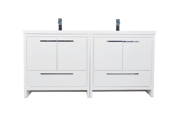 MORENO DOLCE 72'' HIGH GLOSS WHITE MODERN BATHROOM VANITY WITH ACRYLIC SINK