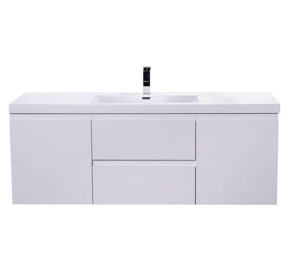 MORENO MOB 60" SINGLE SINK HIGH GLOSS GREY WALL MOUNTED MODERN BATHROOM