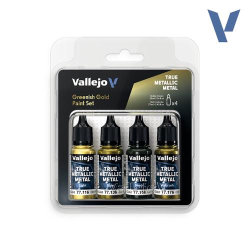 Vallejo True Metallic Metal - Greenish Gold Paint Set