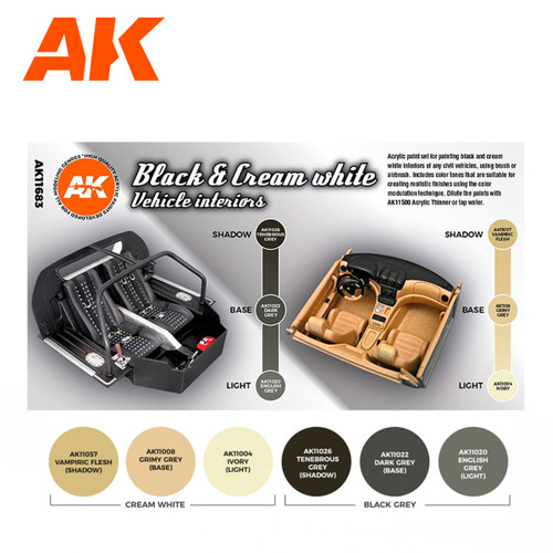 AK Interactive 3Gen - Black & Cream White Vehicle Interiors