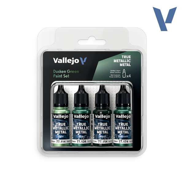 Vallejo True Metallic Metal - Dusken Green Paint Set