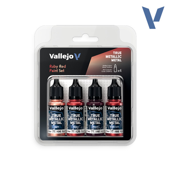 Vallejo True Metallic Metal - Ruby Red Paint Set