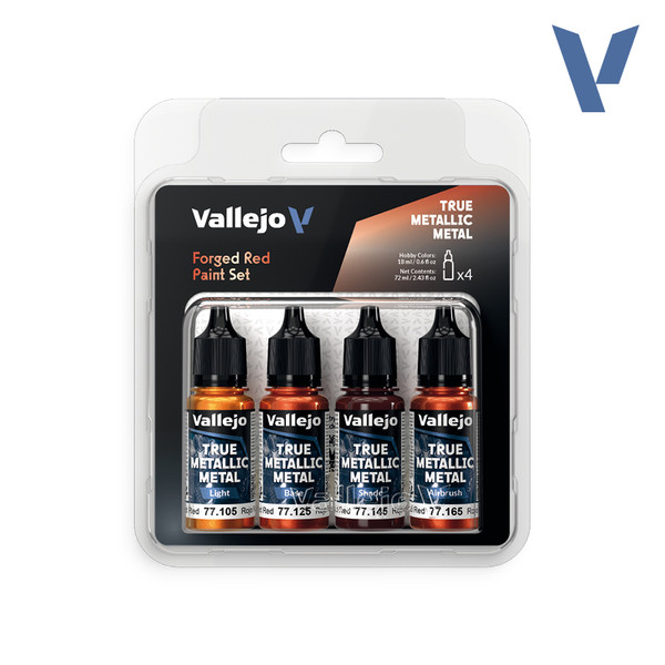 Vallejo True Metallic Metal - Forged Red Paint Set