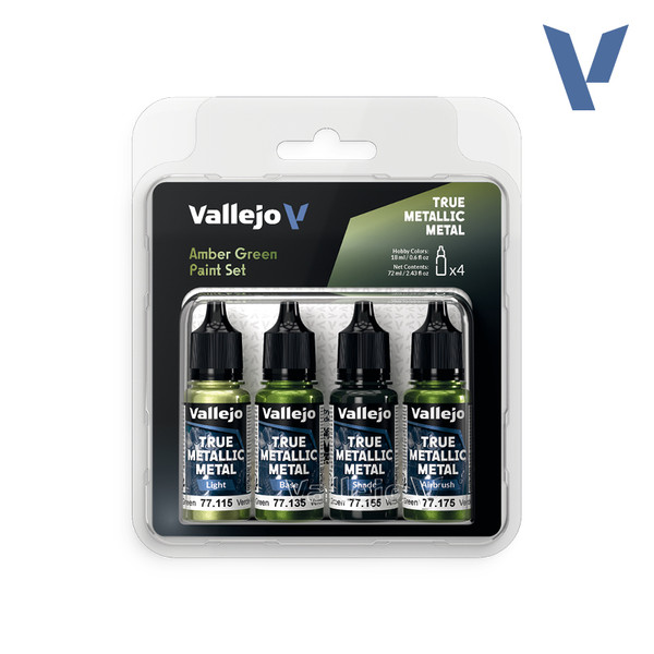 Vallejo True Metallic Metal - Amber Green Paint Set