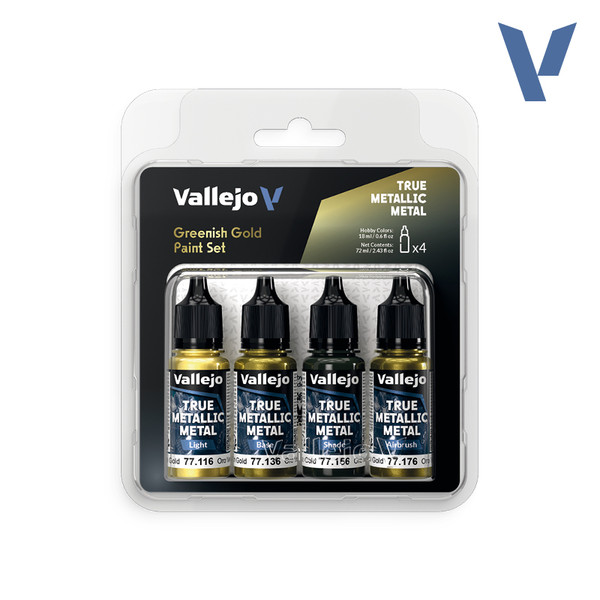 Vallejo True Metallic Metal - Greenish Gold Paint Set