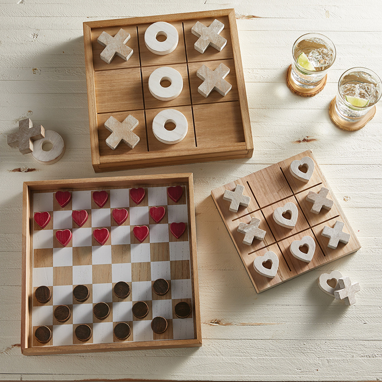 Mosaic Tic Tac Toe - Wooden Strategy Game-236V