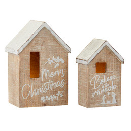 Decorative Wooden Houses - Christmas - Set of 2