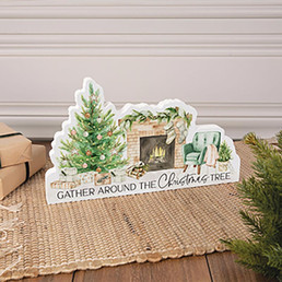 Small Christmas Shape Sign - Gather Around