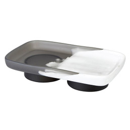 Resin Footed Oblong Tray - Charcoal & White