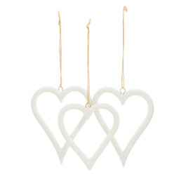 Ceramic Bisque Heart Ornaments - Set of 3