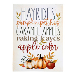 Hayrides Pumpkin Patch Caramel Apple Wood Block