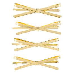 Hair Pins - Flat Gold Bows - Set of 4