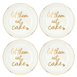 Ceramic Dessert Plates - Let Them Eat Cake - Set of 4