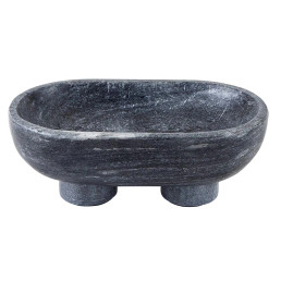 Charcoal Marble Footed Bowl - Medium