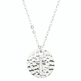 Silver Hammered Crossed Necklace
