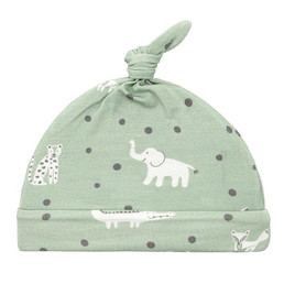 Knotted Hat - Green Safari with Dots
