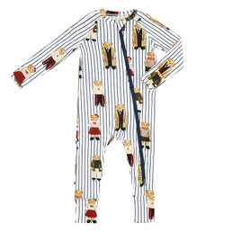 Cozy Romper - Bear with Blue Stripes