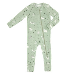 Cozy Romper - Green Safari with Dots