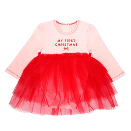 Long Sleeve My First Christmas Tutu Dress