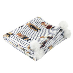 Bear Plush Blanket - Blue Stripes