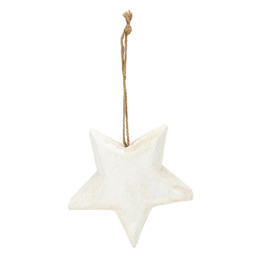 Wood Star Ornament - White