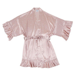 Ruffled Satin Robe - Dusty Rose + Cotton Blossoms