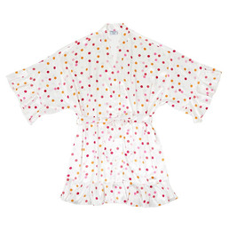 Ruffled Satin Robe - White + Confetti