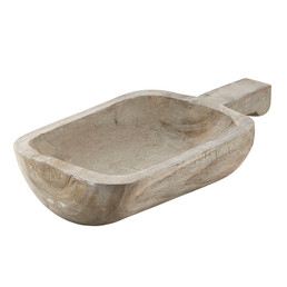 Paulownia Tray With Handle - Grey