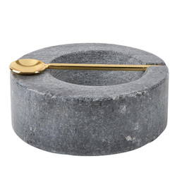 Gray Marble Pinch Pot with Spoon