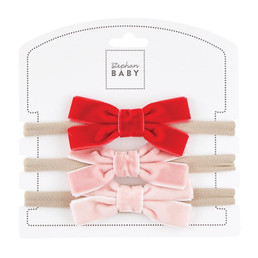 Holiday Velvet Bow - Red And Pinks - Set Of 3