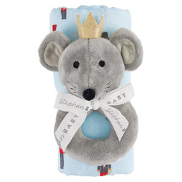 Swaddle + Plush Mouse King Rattle - Nutcracker