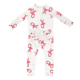 Cozy Romper with Ruffles - Candy Canes