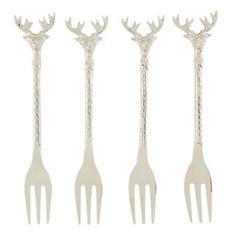 Silver Stag Appetizer Forks - Set of 4