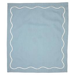 Face to Face Embroidered Scalloped Napkins - Blue - Set of 4