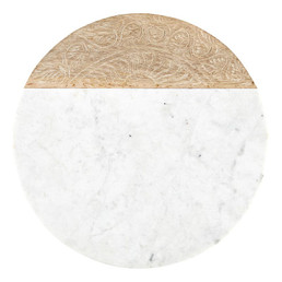 Marble and Carved Wood Serving Board - Round Marble and Carved Wood Serving Board - Round